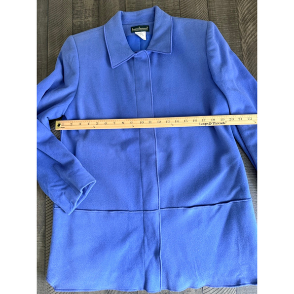 Vintage Y2K Harvé Benard Wool Cashmere Blend Blue Longline Jacket Sz 12 NWT - Picture 5 of 9